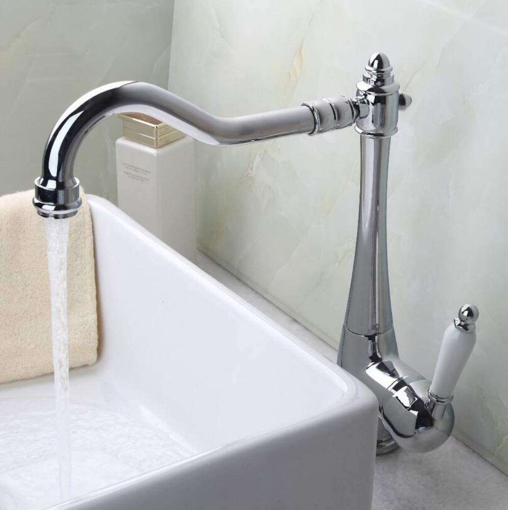 Mtylx Water-Tap,Washbasin Design Mixer Chrome Swivel Hot And Cold Water Taps For Basin Of Bathroom