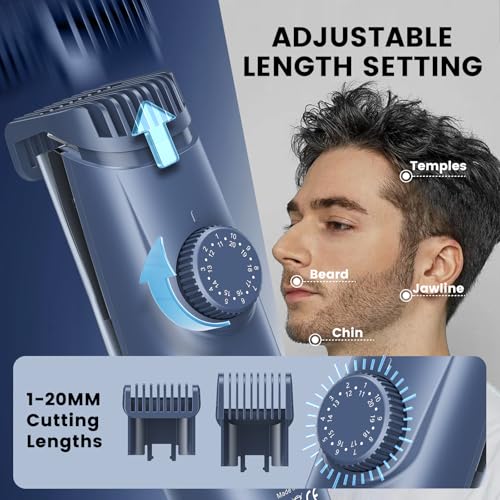ENSSU Beard Trimmer for Men - Vacuum Mustache Trimmer with Adjustable 20 Length Setting for Less Mess,IPX7 Waterproof Rechargeable Electric Mens Beard Trimmer for Precision Facial Hair, Sideburns by ENSSU - Image 5