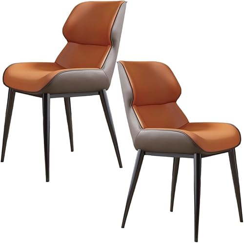 Miniatura 16 de YVYKFZD Juego de sillas de comedor, sillas de cocina de piel sintética, silla de comedor sin brazos con patas de metal y respaldo curvo, silla