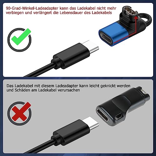 NEWZEROL 2 Stück USB C Adapter Kompatibel für Garmin Uhr Typ C Ladekabel Adapter für Garmin Forerunner570/970/165/955/965,Fenix 8/8 Solar/7/6,vivoactive 6/5/4s,Venu 4/3S/2S,Epix2,Instinct 3-Rot/Blau