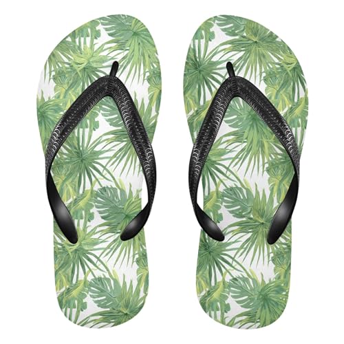 Burbuja Tropical Leaves Flip Flops for Women Men, Soft Thong Sandals Rubber Slippers for Pool Beach Essentials