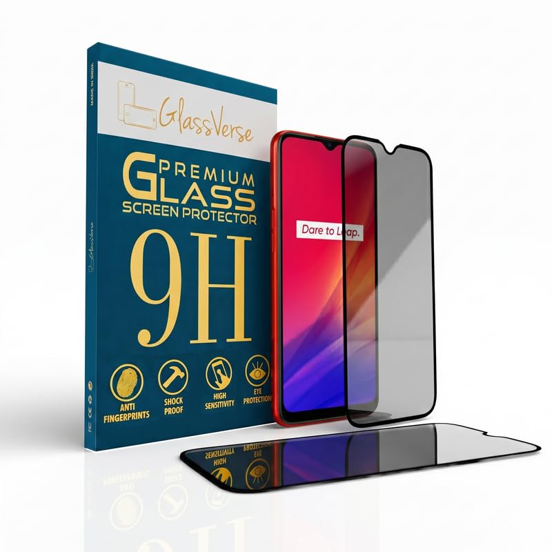 Image of GlassVerse Ultra Privacy Tempered Glass For Realme C3 (Pack Of 2) with Free Installation Kit. (In-Screen FingerPrint Lock will not work with the Privacy Guard because of it's Spy Coating)- 6.5 inch