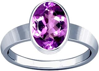 Ramneek Jewels 7.25-7.50 Ratti Amethyst Kataila Gemstone Silver Plain Design Ring For Men & Women