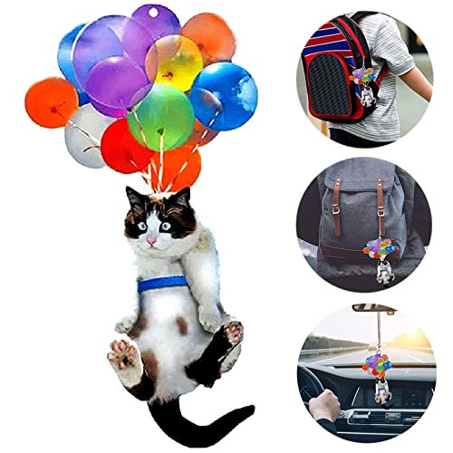 Décoration Rétroviseur Ballon Chat Pendentif De Voiture Chat Suspendu Ornements pour Rétroviseur Intérieur Ornements Suspendus De Voiture De Chat pour Accessoires De Rétroviseur De Voiture 8 x 4,5cm