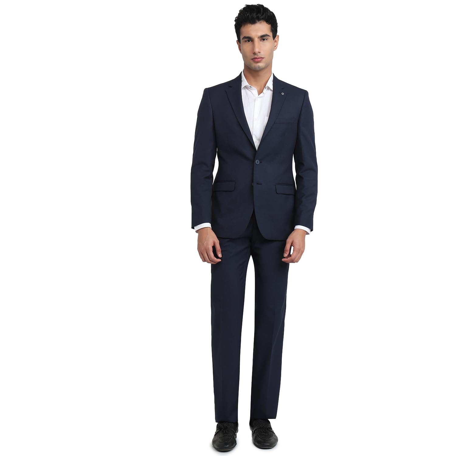 raymond Men Contemporary Fit Solid Pattern Polyester Wool Blend Notch Lapel Full Sleeve Formal Suit-picture-51