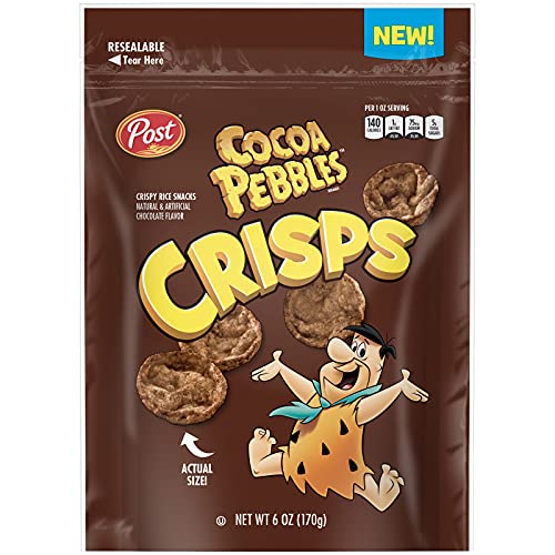 Pebbles New Post Cocoa Crisps, Portable Cereal Snack for Kids and Families, Gluten Free, 3 Count
