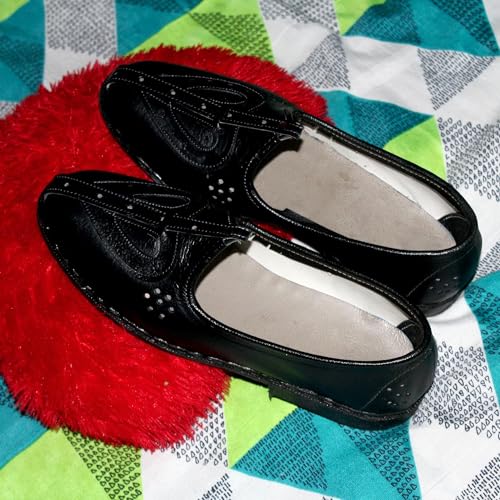 EAGLE FAN Men's Ethnic Embroidery Juttis and Mojaris for Wedding|Party|Occasions|Fashion|Outdoor|Indoor|Lightweight|Shoes with TPR Sole SGSA-Black -75