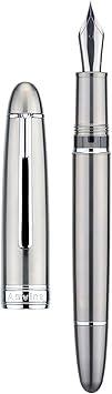 Asvine J16 Solid Titanium Fountain Pen Medium Jowo Nib Piston Filling, Ink Window Design with Wrench and Pen Box
