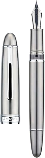 Asvine J16 Solid Titanium Fountain Pen Jowo Fine Nib Piston Filling, Ink Window Design with Wrench and Pen Box