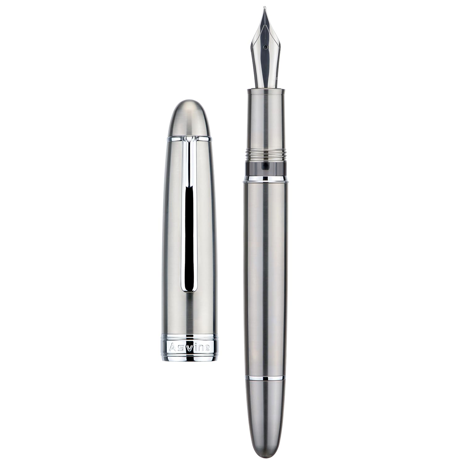 Asvine J16 Solid Titanium Fountain Pen Jowo Fine Nib Piston Filling, Ink Window Design with Wrench and Pen Box - Review, Price and Buying Guide