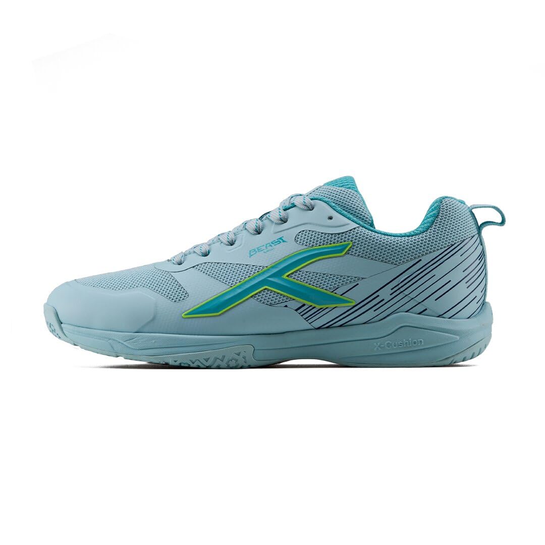 Hundred Beast Max Badminton Shoes (Non Marking) | Lightweight & Durable | Heel Support | Carbon Fibre Plate (Lt Blue/Lime)-picture-21