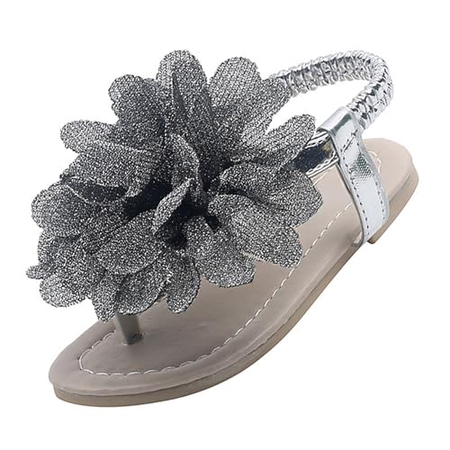 Toddler Baby Girls Bohemian Flower Sandals Kids Summer Beach Open Toe Princess Elastic Ankle Strap Dress Flat Shoes