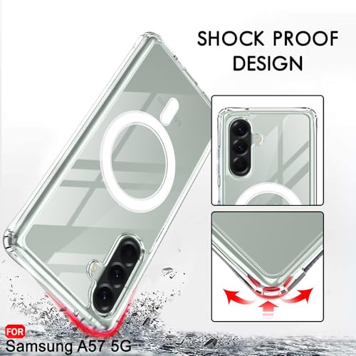 Image of TheGiftKart Back Cover for Samsung Galaxy A57 5G Case Compatible with MagSafe | Hybrid Crystal Clear Shockproof Design | Camera Protection Bump | Galaxy A57 Back Cover (PC & TPU, Transparent)