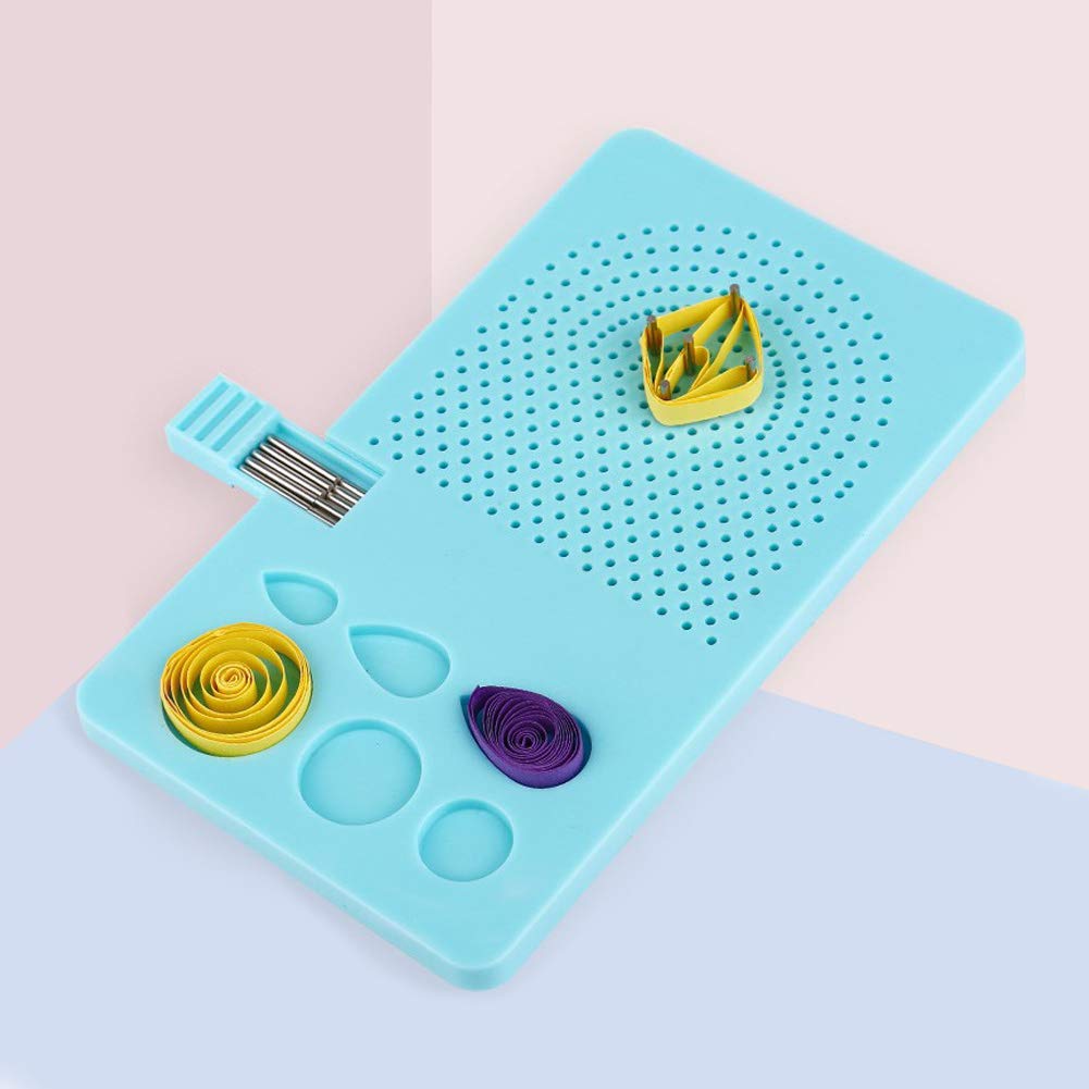Quilling Knitting Board, Quilling Tool Quil Board with Pins Storage Box Grid Guide Quilling Board for Making Paper Strips 20 Roots Needle Plate Portable Quilling Crafts Tool (Blue)