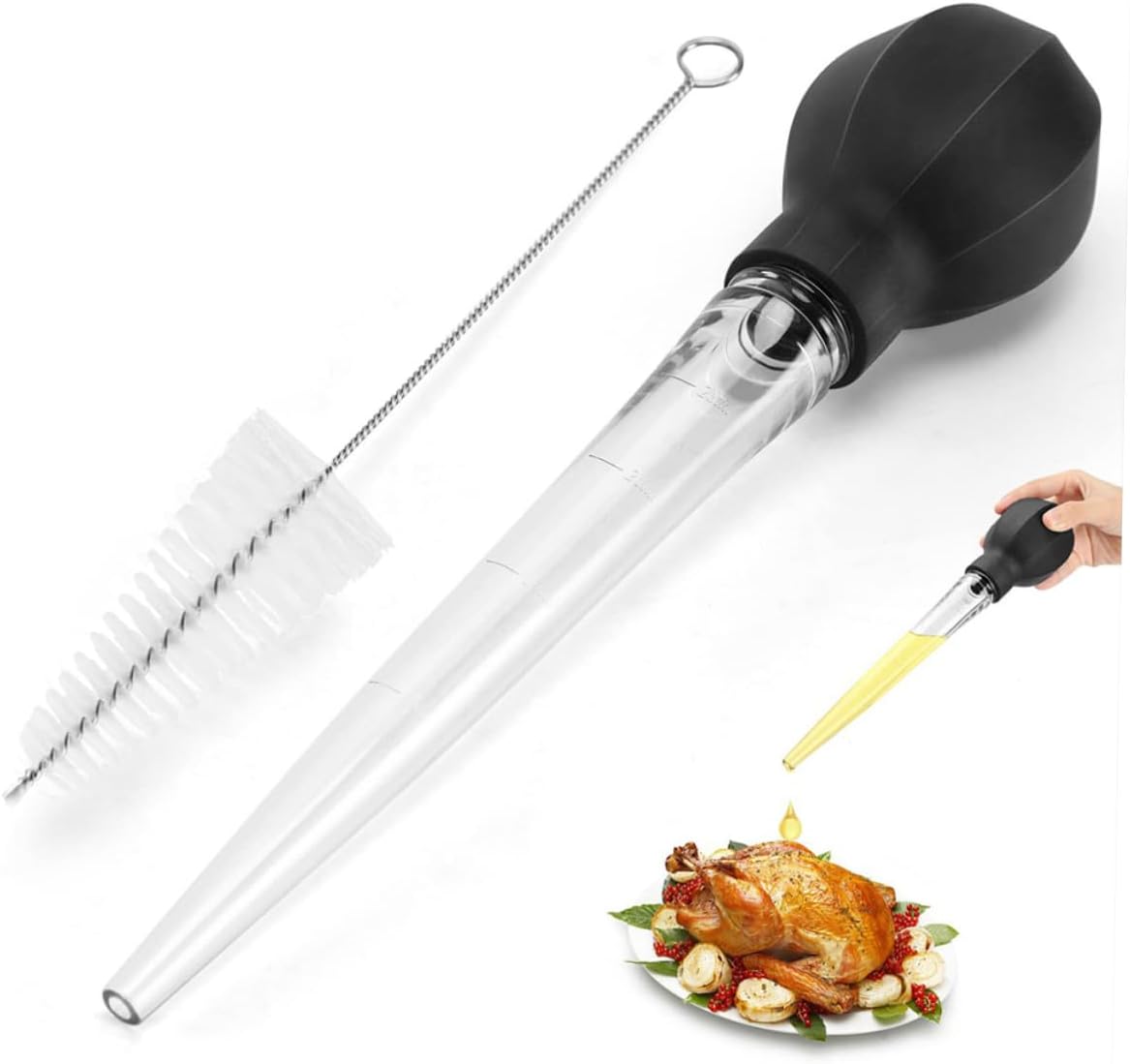 Turkey Baster Oil Pump Seasoning Sauce Injector for Bbq Grilling Outdoor Cooking for Home Kitchen Camping Easy to Use
