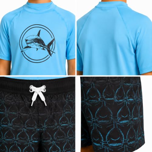 Image of iXtreme Boys Swim Set - 2 Piece Rash Guard Short Sleeve Swim Shirt and Boys Swim Trunks for Infants Toddlers & Big Boys