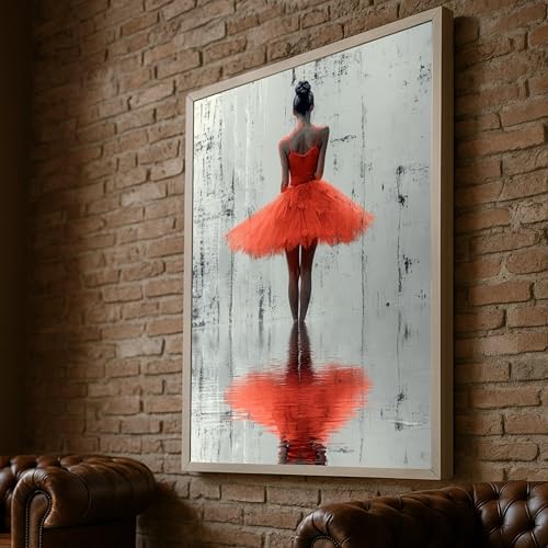 Tableau de ballerine en tutu rouge, cadeau idéal pour passionné de danse