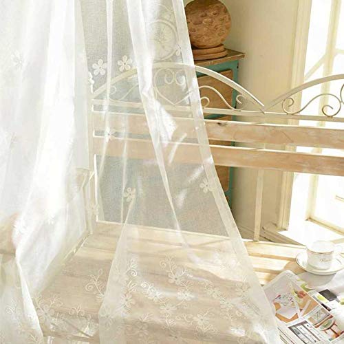 Rideaux transparents blancs brodés fleur 300x270cm pour salon