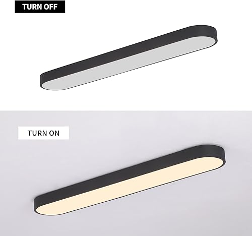 Miniatura 8 de Becailyer Lámpara de techo LED regulable de 72 W, lámpara de techo moderna de 31.4 pulgadas, lámpara de techo lineal de metal negro para sala de