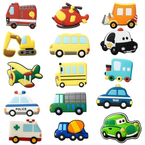 15PCS Fridge Magnets for Kids, 15PCS Vehicle Refrigerator Magnets, Educational Learning Toys for Toddlers, Ideal for Home Schooling and Classroom Teaching, Includes Various Transport Designs