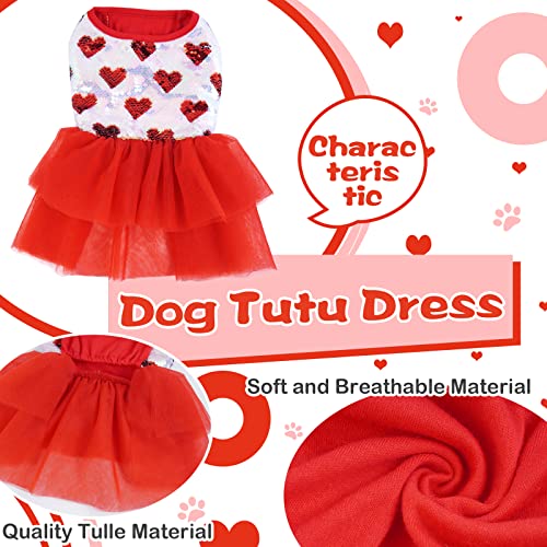 Rozkitch Dog Dress, Doggy Skirt For Puppy Cats Girl, Cat Princess Dress With Sequin & 6-Layer Fluffy Tulle For Wedding Valentine Proposal, Sleeveless Sundress Pet Clothes Red Heart S #TOP2