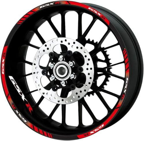 For Suzuki GSXR GSX-R 600 750 1000 Motorcycles Accessories Thick Edge Outer Front and Rear Rim Wheel Protector Cover Reflective Decal Sticker Ornament Strip Tape (Red)