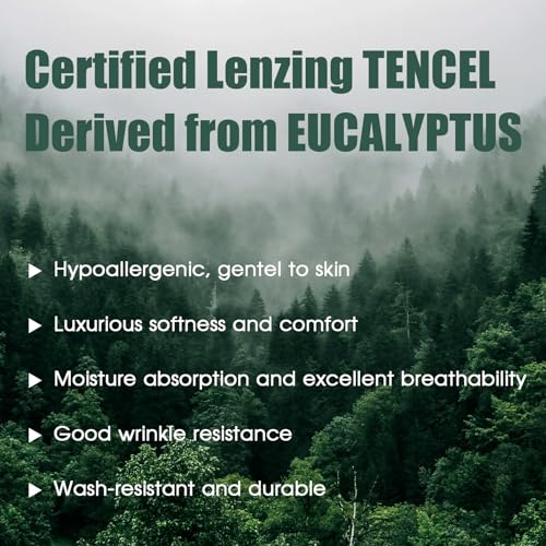 HYPREST 18 Inch Deep Pocket King Sheets- 100% Eucalyptus Tencel Sheets Cooling - Silky Soft Grey Luxury Premium Lyocell Bed Sheets - Thumbnail 6