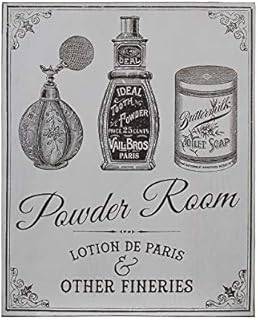 Premier Housewares 2800765 Powder Room Wall Plaque - Grey 1x20x25 cm