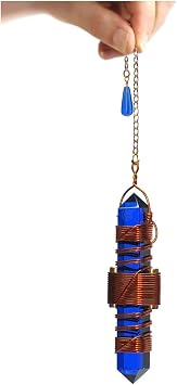 Crystal Wand Healing Tool - Etheric Weaver Pendant with Magnets & Copper Wire - 2 1/2"