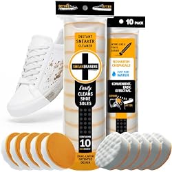 SneakERASERS Instant Sneaker Cleaner, Premium Shoe Cleaning Kit for Sneakers, Dual-Sided Sponges, Effective for Tennis Shoes & Women Men Sneakers, Gentle Rub Design (10 Pack)