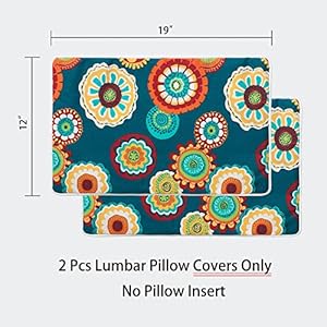 Magpie fabrics pack of 2 outdoor lumbar pillow case covers 12×20 waterproof rectangular throw pillowcase shell decorative sham for patio garden couch heronsbill turquoise green  urban country home decor
