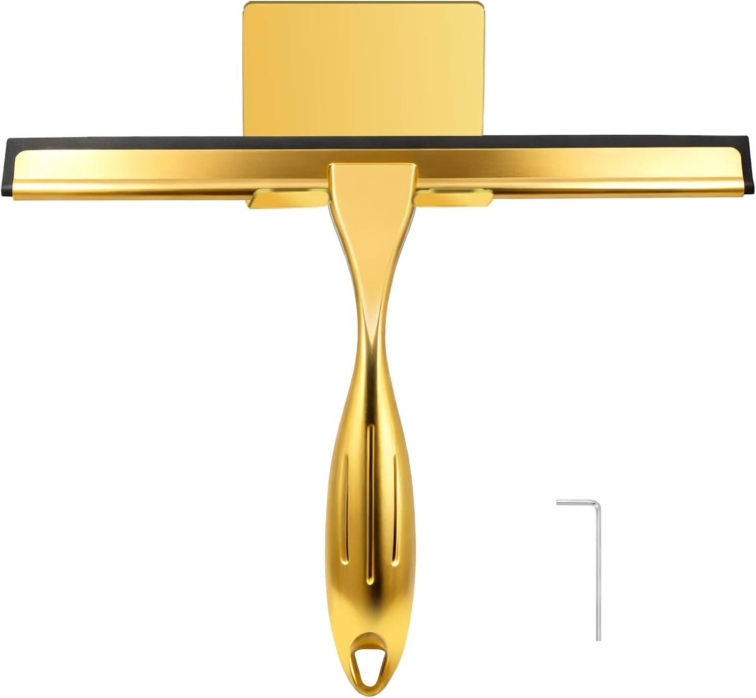 Golden All-Purpose Shower Squeegee for Shower Doors, Tile Shower Walls, Bathroom, Window, Glass and Car Windshield, Mirrors and Kitchen-Stainless Steel (10-Inch)
