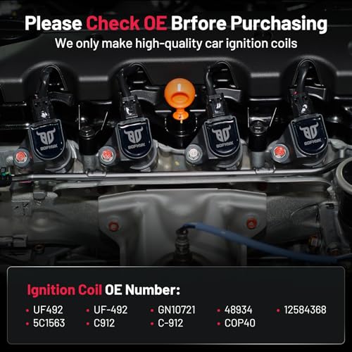 Image of BDFHYK Ignition Coil Packs Compatible with Chevy 2005-2007 Cobalt, Compatible with Saturn 2004-2007 Ion 2.0L l4, Coil for 12584368 UF492 UF-492 GN10721 5C1563 C912 C-912 COP40 48934 12584368 Set of 4