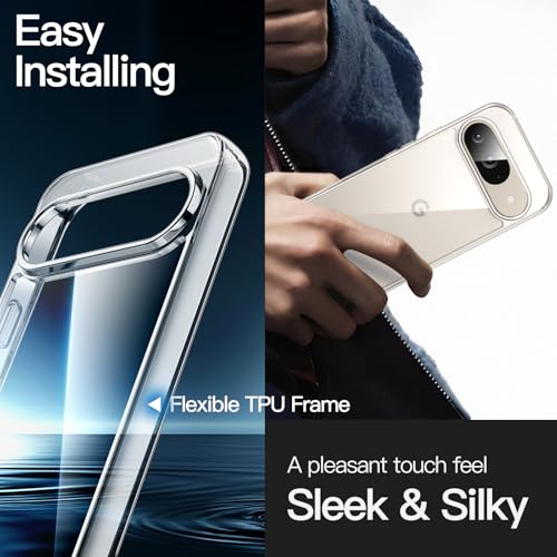 Image of JETech Cover Case for Google Pixel 9 /9 Pro 2024, Non-Yellowing Shockproof Bumper Protective Phone Cover, Anti-Scratch Hard PC Back (Clear)