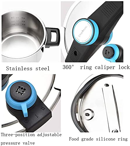 Household Explosion-Proof Pressure Cooker,304 Stainless Steel High Pressure Cooking Pot for Gas Stove Induction Cooker 3-5 People Use (Color : Blue) - Image 7
