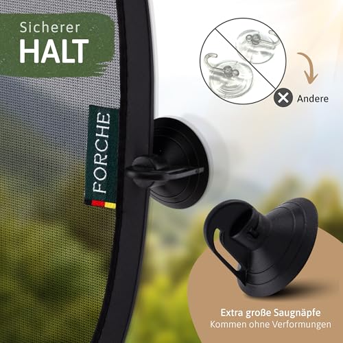 FORCHE® Auto Sonnenschutz Seitenscheibe – Sonnenblende, UV-Schutz für Babys/Kinder, reduziert Blendung & Hitze, schnelle Montage mit starken Saugnäpfen