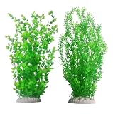 kathson 2PCS Extra Large Artificial Aquarium Plants,23 Inches Tall Fish Tank Decorations Plant Plastic Seaweed Decor Bendable Underwater Fish Tank Accessories Large Plants (Green)