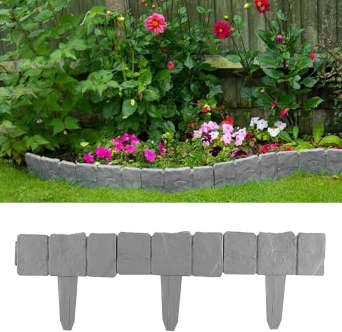 20 Stück Rasenkantensteine Steinoptik - Beetumrandung Kunststoff 5 Meter, 10,5cm Höhe, Frostsicher & Langlebig für Beete, Wege und Gärten, Einfach zu Montieren