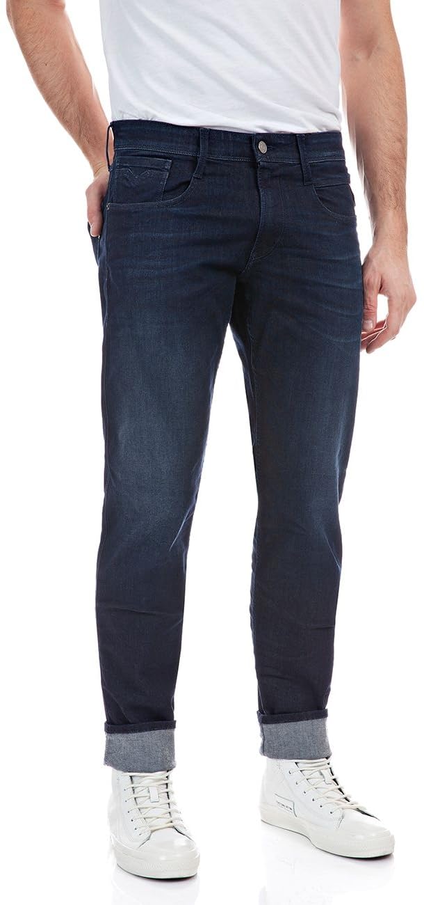 Replay men's jeans with power stretch, blue (Dark Blue 007), 34W / 34L