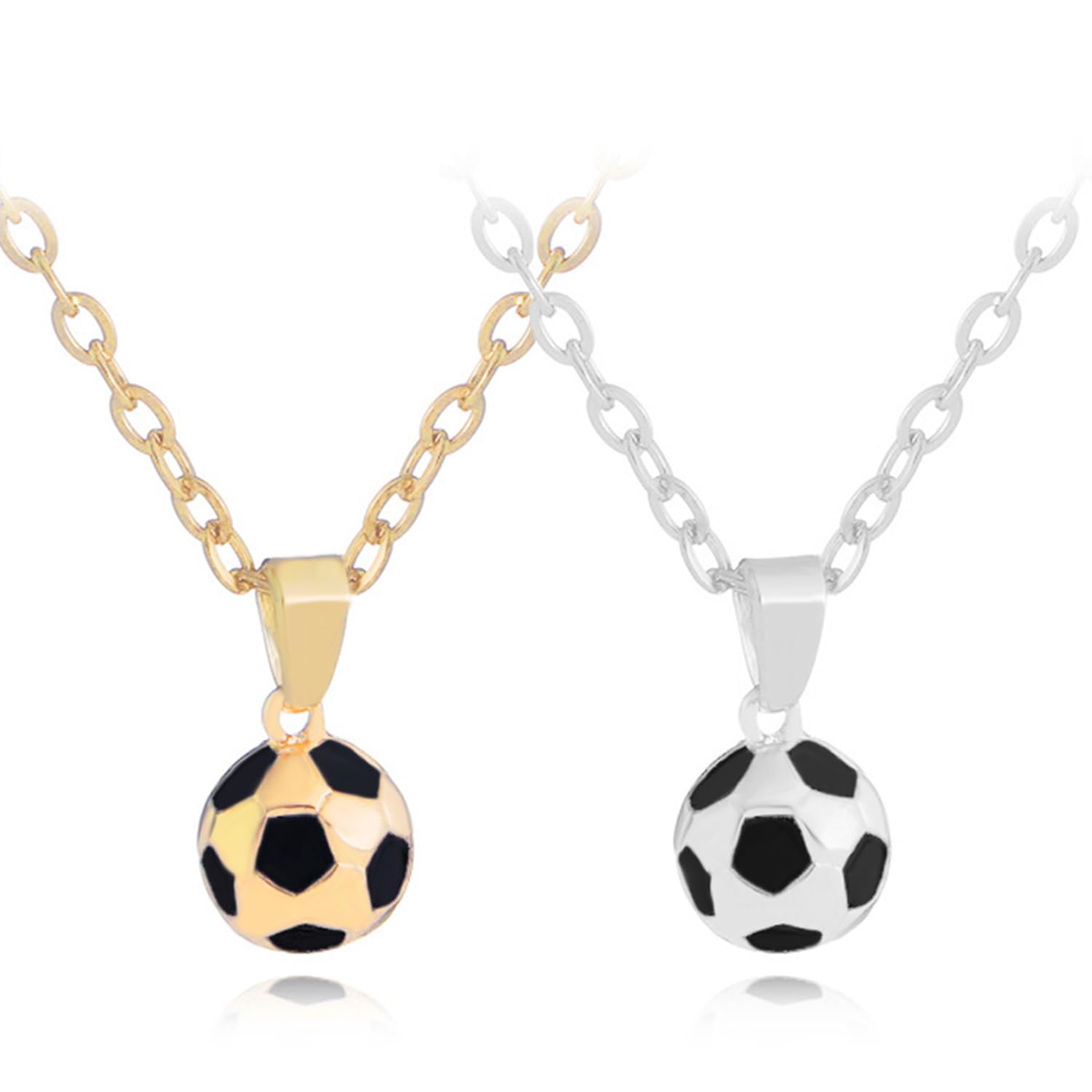 JNAWA2 Pieces Football Necklaces Soccer Charm Pendant Necklaces Ball Sports Jewellery for Boy Girl Sportsman Men Women Unique Gift