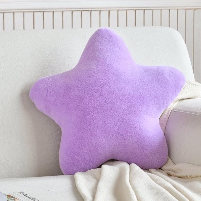 Star Throw Pillow Cute Star Shaped Cushion Soft Room Decor Plush Bolster Cushion for Bedroom Sofa Chair (15inch, Purple)-picture-35