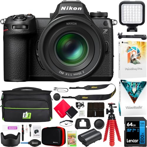 Nikon Z6III Full Frame Mirrorless FX 6K Camera Body with NIKKOR 50mm F1.4 Lens 2040 Bundle Including Deco Gear Photography Bag + Photo Video LED + Software and Accessories Kit