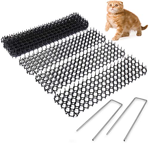 Abco Tech Cat Scat Spike (10 Strips) – Gentle Pet Deterrent for Cats, Dogs and More – Non-Toxic Humane and Effective Repellent – Easy to Install – Includes 12 Garden Staples