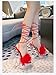 MissHeel Strap Up Furry Platform Heels for Women Clear Dancing High Heels 6 inch Stiletto Lace Up Red Party Clubbing Heels Size 9