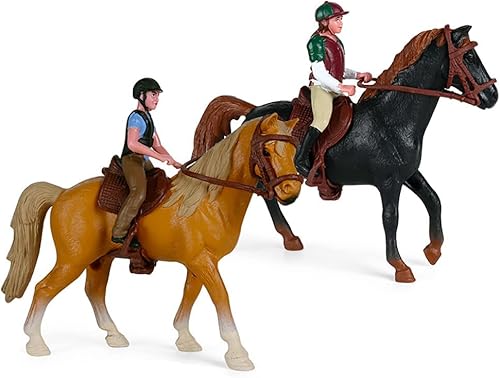 Miniatura 2 de Hiawbon Figuras de equitación de personas realistas para montar a caballo, figura de acción de plástico para jinete de caballos para animales de