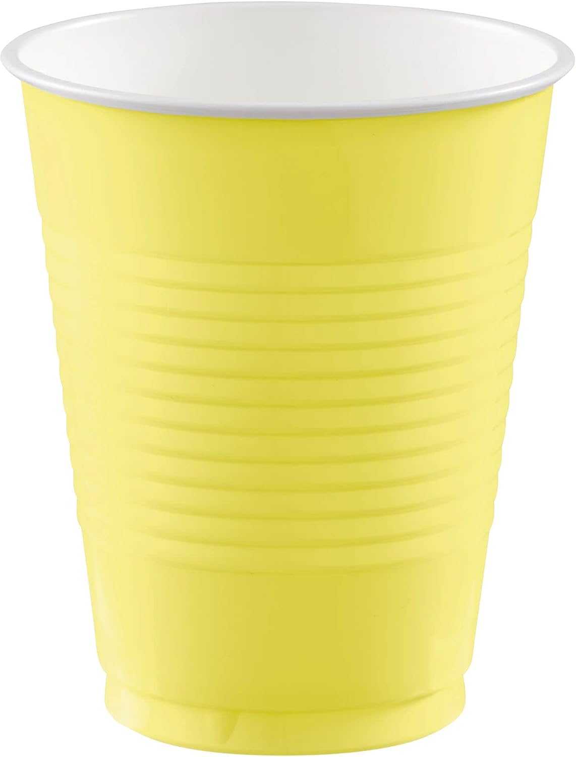 Amscan Premium Light Yellow Plastic Cups (18 oz) 50 Count - Stackable Heavy-Duty & Eco-Friendly Party Drinkware, Vibrant Color & Ultimate Durability