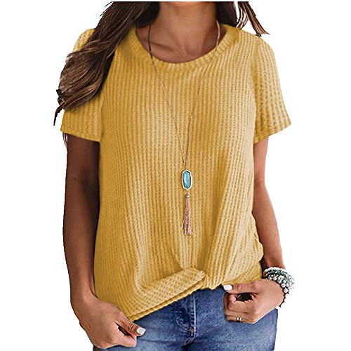 NOBRAND Primavera y Verano Nueva Manga Corta Cuello Redondo Camiseta Verano Nuevo Amarillo amarillo S