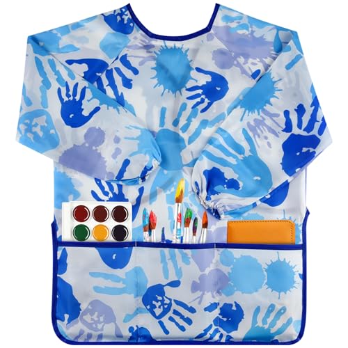 Sarrau art enfant BOUBONI 3-8 ans, manches longues, bleu palmier