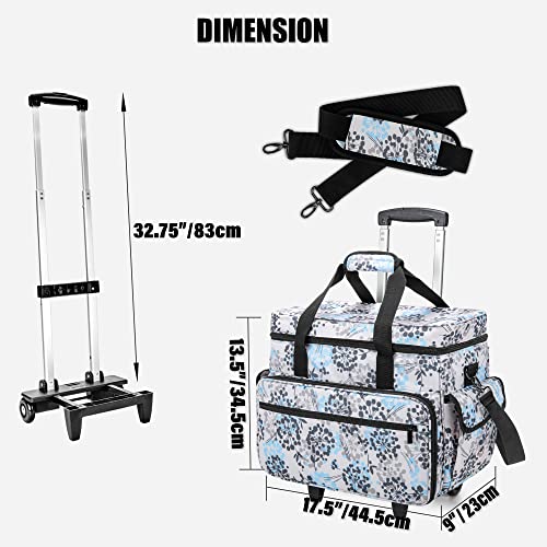 Teamoy Sewing Machine Case with Detachable Wheels, Rolling Sewing Machine Tote with Wheels and Bottom Wooden Pad, Compatible with Singer, Brother and Most Majority Machines and Accessories, Dandelion by Teamoy - Image 5