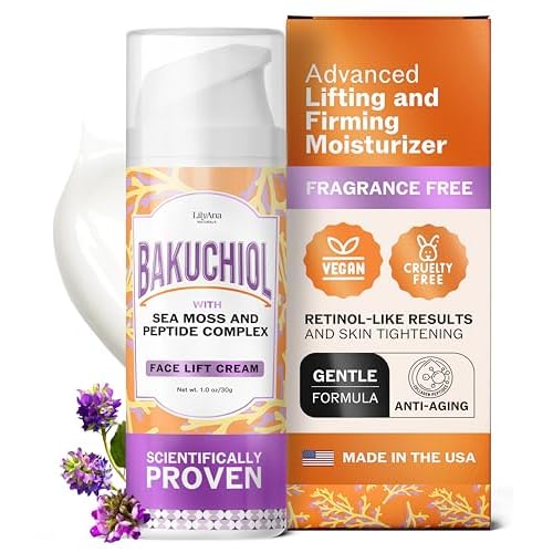 LilyAna Naturals Bakuchiol Face Lift Cream with Sea Moss and Peptide Complex - Face Cream for Women - Moisturizing and Lifting Facial Cream - Anti-Aging Overnight Moisturizer - Made in the U
